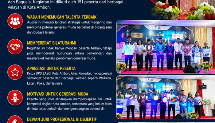 151 Peserta Ramaikan Audisi Generasi Muda LASQI Kecamatan Teluk Ambon Baguala. 