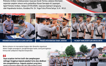 Kapolresta Ambon Pimpin Sertijab Pejabat Utama, Kabaglog, Kasatresnarkoba, Kapolsek Nusaniwe, dan Kasat Samapta Resmi Berganti